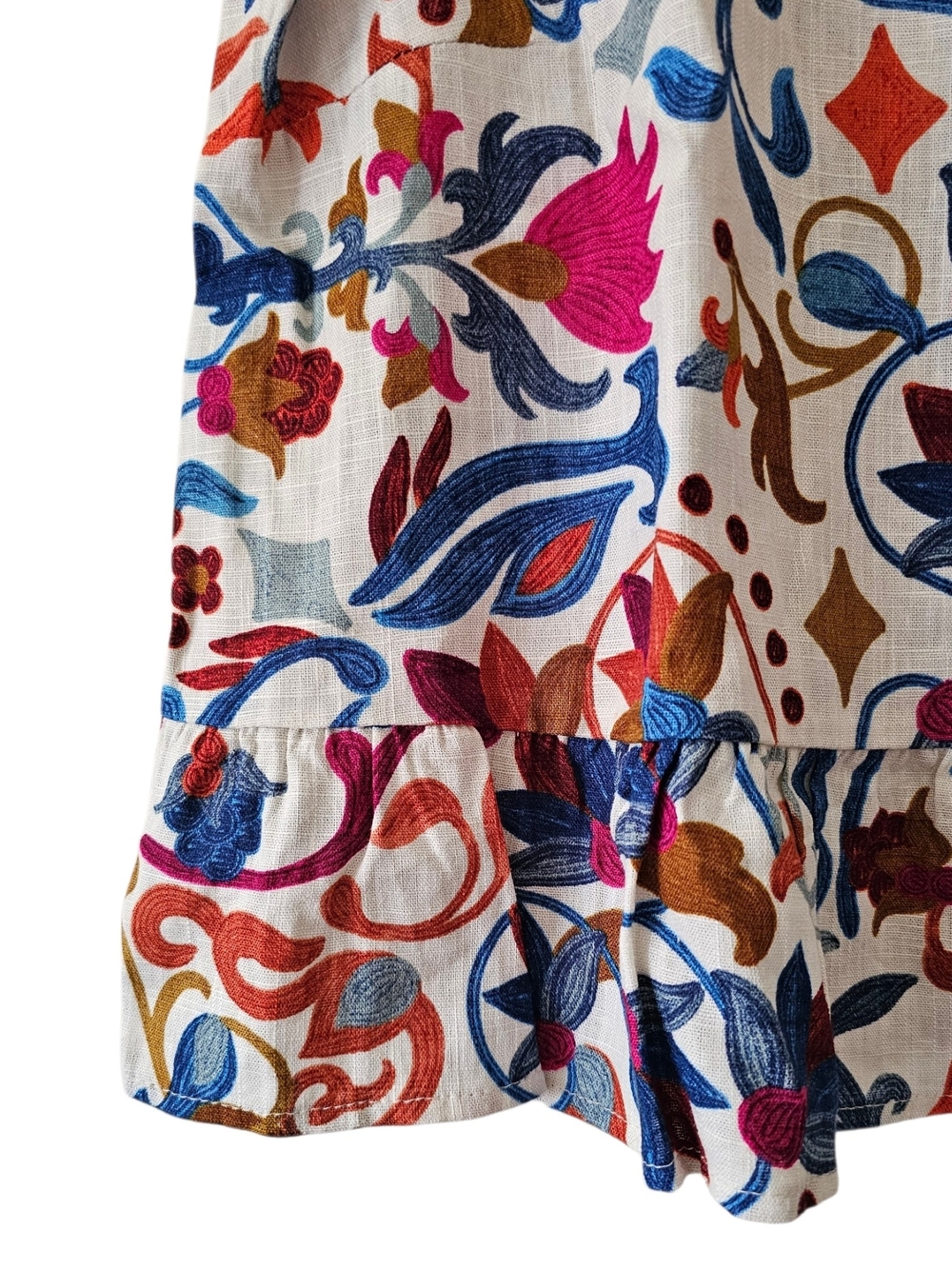 Vince Camuto Cream Floral Sleeveless Peplum Top with Blue and Pink Accents NWT - Picture 7 of 16
